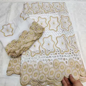 

African Swiss Cotton Voile Lace Fabrics Embroidery in Switzerland Dry Cotton Lace Fabric For Wedding Dress 7yards FL10