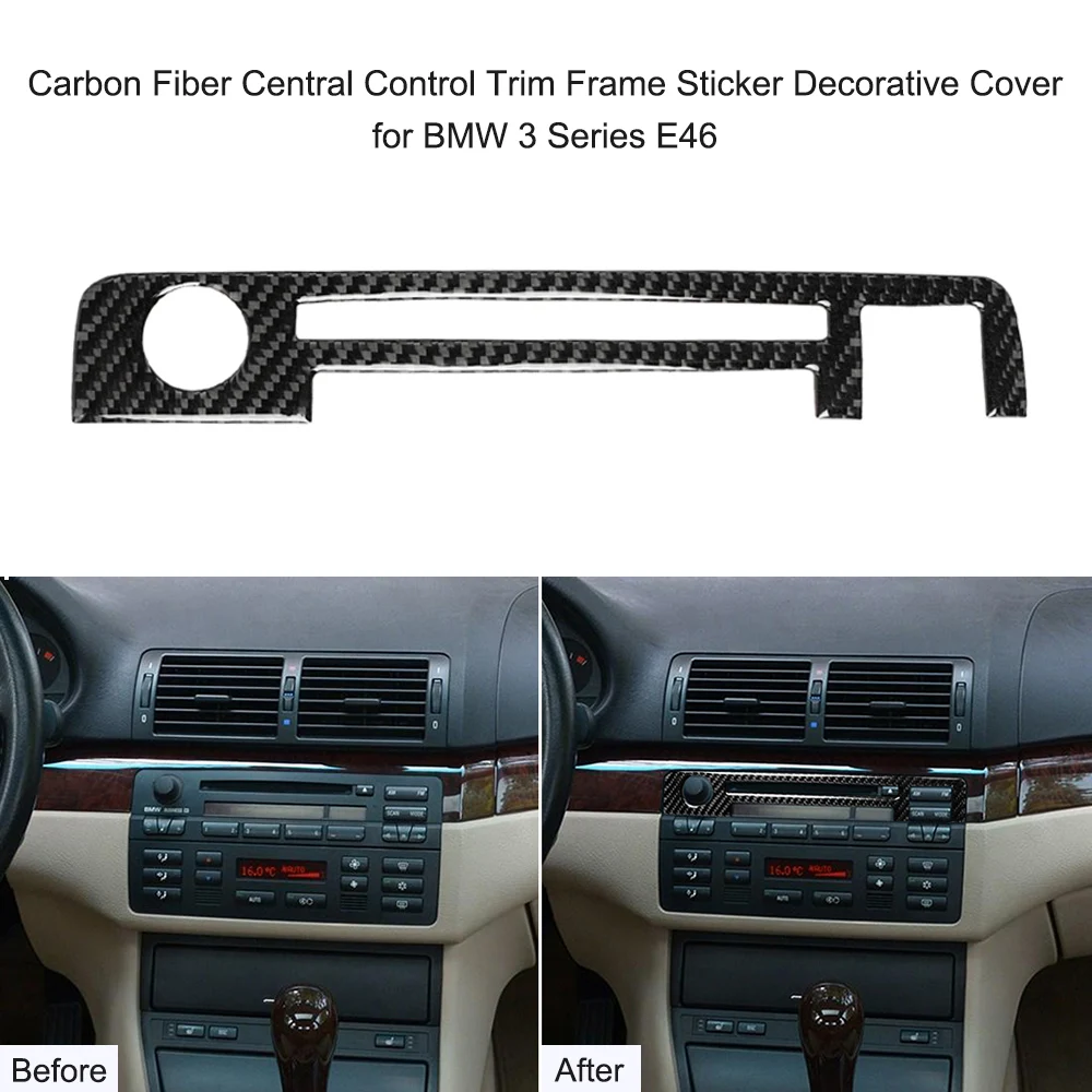 Наклейка для внутренней панели приборной панели из углеродного волокна с центральным управлением для BMW 3 серии E46(1998-2005) декоративная крышка - Название цвета: carbon fiber  up