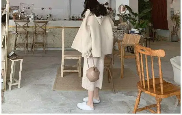 Зимняя женская куртка, зимняя однотонная Корейская версия шерстяного пальто, утепленное прямое зимнее женское пальто большого размера