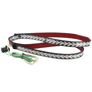 

60 Inches Triple 528 LEDs Tailgate Strip Light Waterproof with 4-Way Flat Connector Wire - Solid Amber Turn Signal, Red Brake Ru