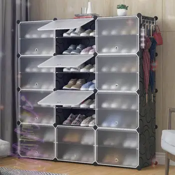 

8-layer Storage Holders Shelf Cabinet 12-door Plastic Wardrobe Bedroom Furniture Cabinet Wardrobes Home Bedroom Shelf HWC