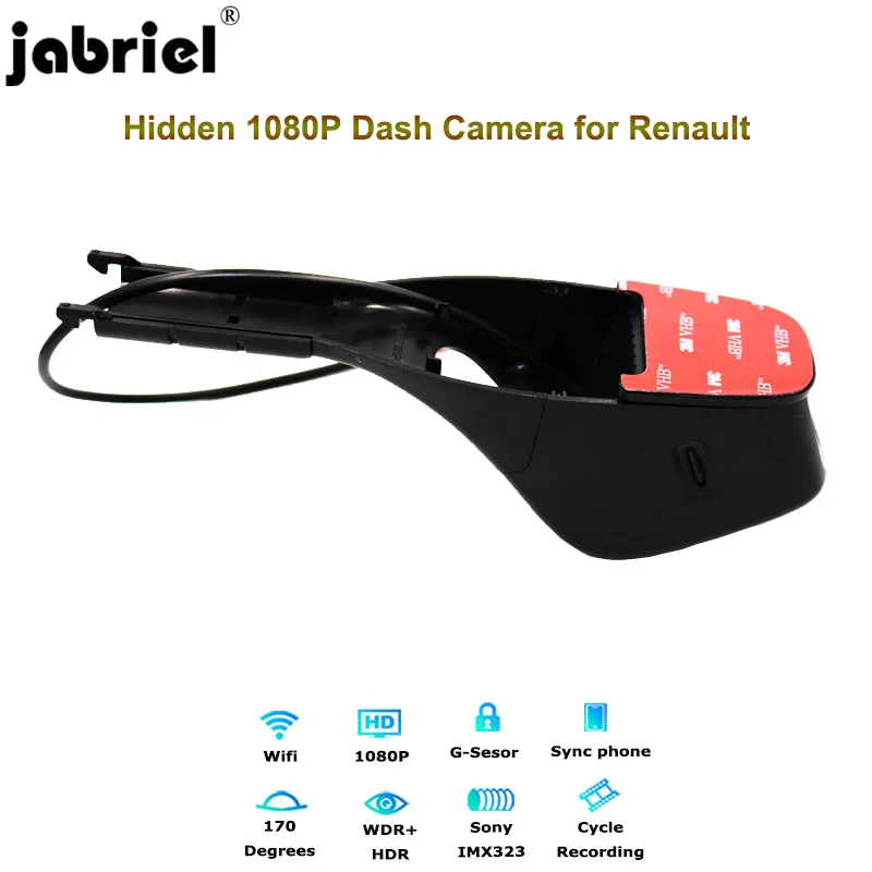Jabriel скрытая камера в автомобиль 1080P Автомобильный видеорегистратор для Renault clio megane 2 3 duster KADJAR Captur fluence logan scenic laguna 2
