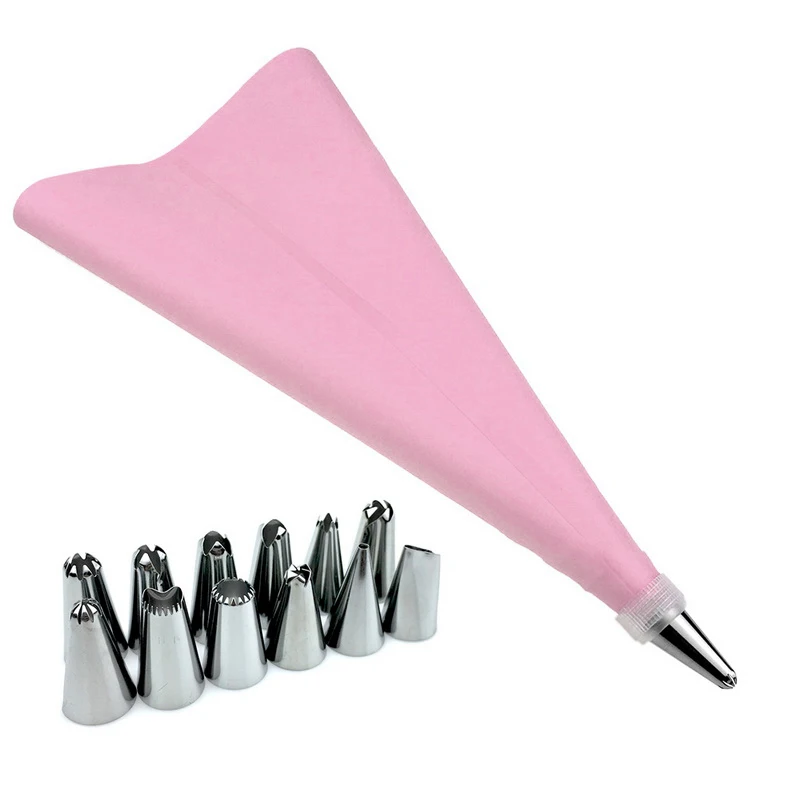 14pcs pink Инструменты для украшения выпечки, многоразовый кондитерский мешок из материала EVA для крема, сопло, кондитерский мешок для торта - Цвет: 14pcs pink