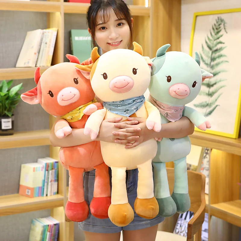 

Sexy New 1PC 30CM-70CM Kawaii Animals Toys Kids Toys Milk Cow Pillow Cartoon Stuffed Cattle Plush Toys for Children Cute Gift