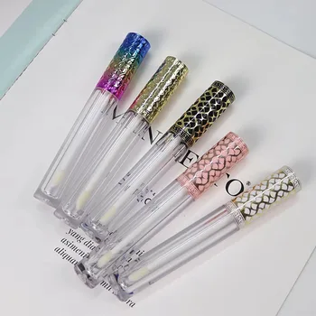 

hollow golden lip gloss lip glaze empty tube cosmetic sub-bottle 50 pieces 4ml round eye shadow liquid bottle