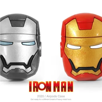 

Case for AirPods 1 2 3 Cute Cover Silicone Bluetooth Earphone Protective Case for Air Pods Pro with Keychain 3D Iron Man Head