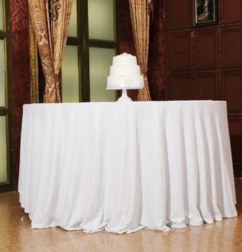 Блестящая круглая скатерть с блестками, блестящая скатерть для свадебного банкета, украшения стола - Цвет: Белый