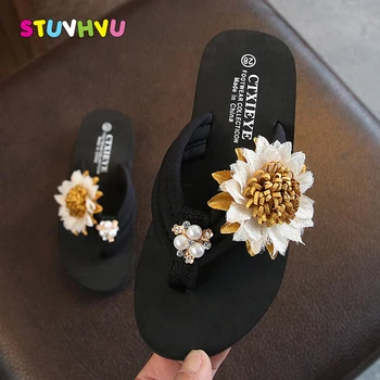 

Summer Girls Slippers Flowers Princess Shoes Wear Non-slip Beach Shoes Children Slippers Flip Flops Soft Kids Slippers Flats