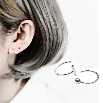 

XIYANIKE 925 Sterling Silver Stud Earrings Prevent Allergy For Women Fashion Simple Round Bead Half Circle Party Jewelry Gifts
