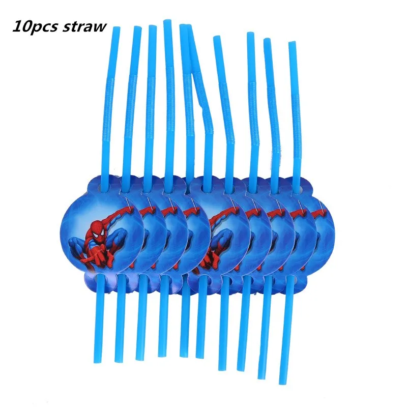10 шт./лот 7 дюймов Человек-Паук День рождения Свадебная вечеринка принадлежности украшения торт блюдо Одноразовые бумажные тарелки для детского душа сувениры - Цвет: 10pcs straw