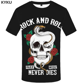 

KYKU Skull T Shirt Men Flower Gothic T-shirt Snake Shirt 3d T-shirt Animal Tshirt Funny T shirts Hip Hop Mens Clothes Summer