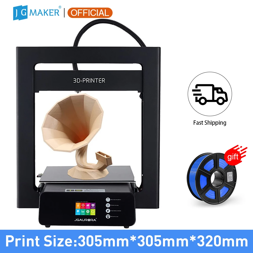 

JGAURORA A5 FDM 3D Printer DIY Kit Full Metal High Precision Resum Printing Large Build Size 305x305x320mm 3d Printing Machine
