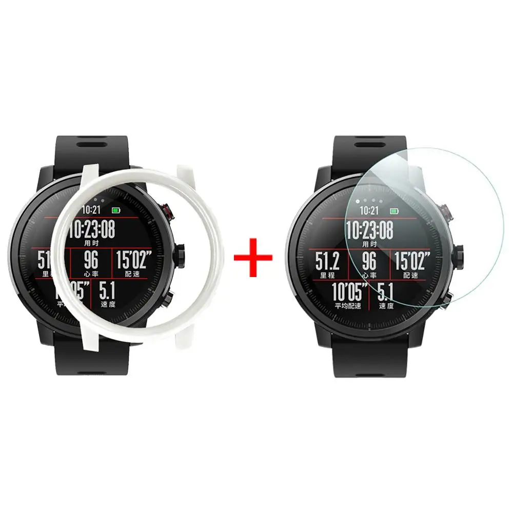 Смарт-часы PC чехол для Xiaomi Huami AMAZFIT 2/2S часы Stratos с защитой экрана Smartwatch аксессуары relogios - Цвет: WH