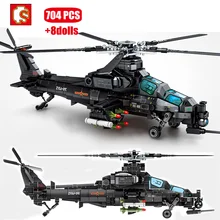 SEMBO 704Pcs Military Technical Armed Aircraft Building Blocks Model SWAT Helicopter Bricks Gunship Toys For Boys Birthday Gifts