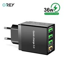 OREY 36 Вт QC 3,0 быстрое зарядное устройство, 4 порта USB зарядное устройство для samsung S10 Plus Quick Charge 3,0 зарядное устройство для Xiaomi Phone charger