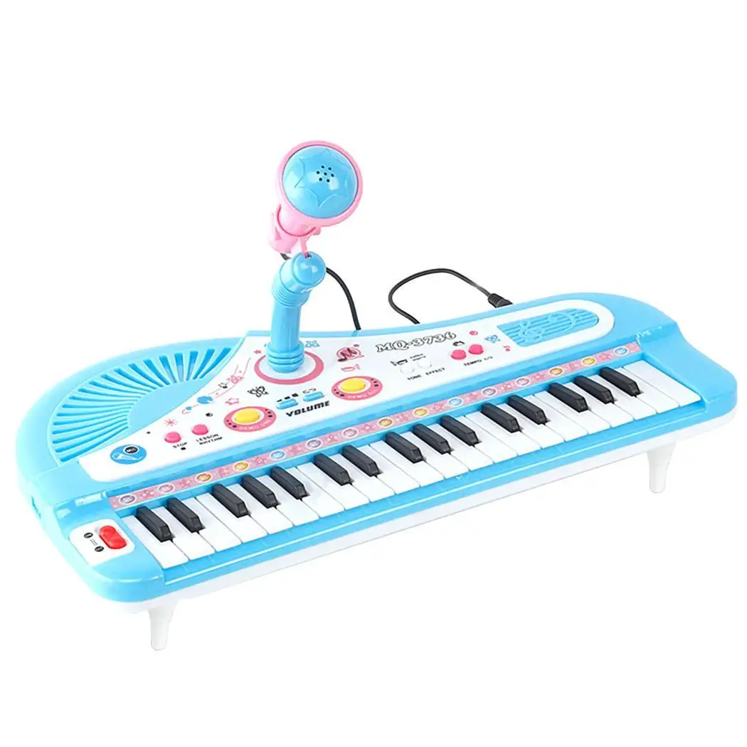 

Kids 37 Keys Electronic Piano Music Toy > years old Pink/Blue Children Educational Keyboard With Mic