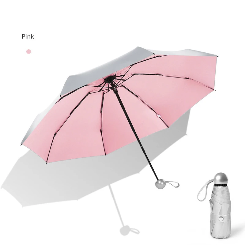 Mini Umbrella 8 Ribs Pocket Anti UV Paraguas Sun Umbrella Rain Windproof Light Folding Portable Umbrellas for Women Men Children - Цвет: Pink