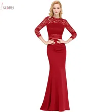 Красные длинные платья для выпускного вечера с русалочкой в платье для выпускного вечера с кружевным цветком 3/4 рукав vestidos de gala jurken
