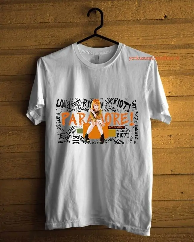 

Paramore Riot! Album Cover Custom T-shirt White Men Size S-2XL