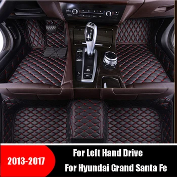 Dla Hyundai Grand Santa Fe 2017 2016 2015 2014 2013 (6 miejsc) dywaniki samochodowe dywaniki wnętrze auta akcesoria dywaniki stóp tanie i dobre opinie Sztuczna skóra CN (pochodzenie) z włókien syntetycznych Mata skórzana Maty i dywany