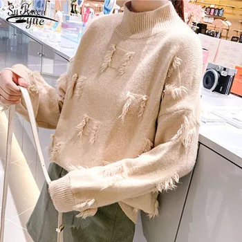 

Pull Femme 19 New Turtleneck Long Sleeve Sweater Women Casual Solid Pullover Jumper Knitted Sweater For Women Winter Top 5208 50
