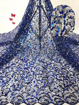 

embroidery lace fabric best quality JIANXI.C-98510 african newest lace mesh with sequins material for sawing