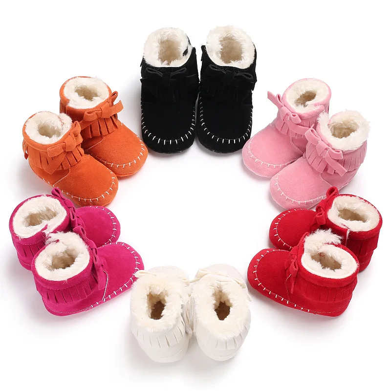 

Winter Fringe Newborn Baby Girls Princess Winter Boots First Walkers Soft Soled Infant Toddler Kids Girl Footwear Shoes 0-18M