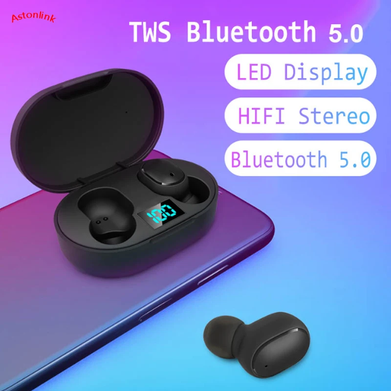 TWS Wireless Bluetooth V5 0 Earphone Wireless Earbuds LED Display Headsets Noise Cancelling Mic for iPhone Huawei E6s