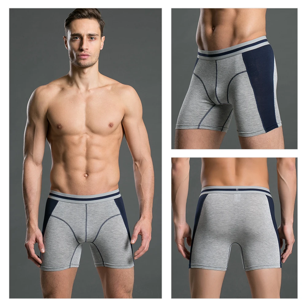 Natural Modal Men Long Leg Gym Boxer Shorts Male Stretch Underwear Briefs  6pcs/Lot Underpants For Man Norcotton