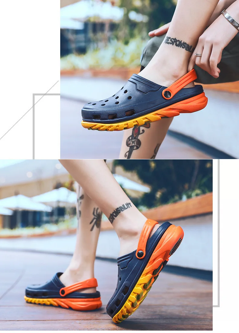 Summer New Style MEN'S Sandals Closed-toe Hollow out Large Size Beach Porous Shoes Thick Bottomed Anti-slip Outdoor Sandals