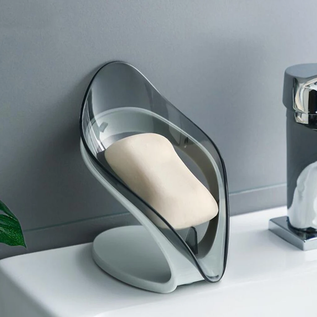 Self Draining Soap Holder Leaf Shape Soap Box Bathroom Plastic Non-slip Soap Dish Tray Creative Bathroom Kitchen Decors