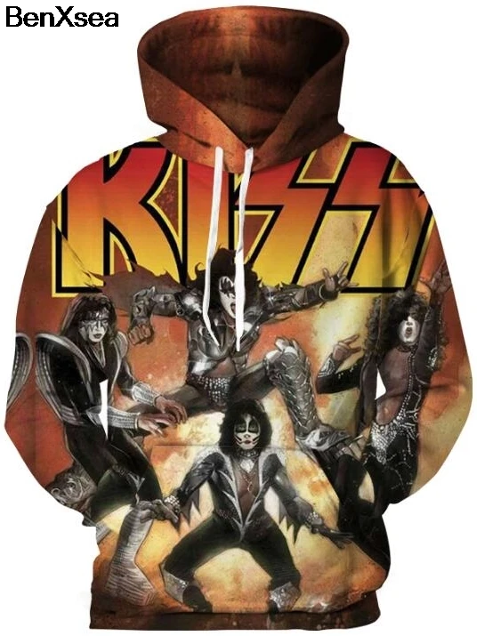 KISS BAND серия 3D уличная одежда толстовка хип-хоп мода известный негабаритных