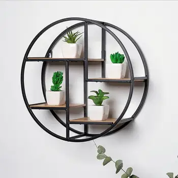 

Wall Mounted Iron Shelf Round Rack Wall Storage Holder For Pantry Living Room Bedroom Kitchen
