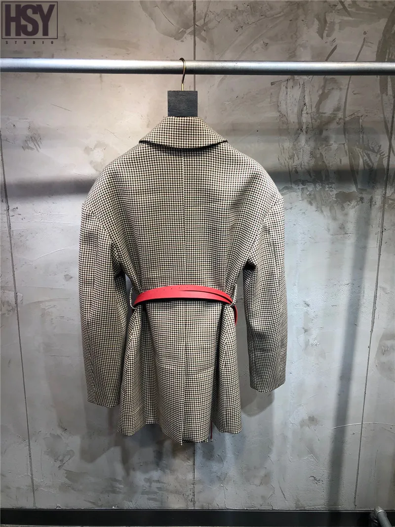 【HSY】2019 осенний Новый женский костюм куртка с металлической пряжкой из