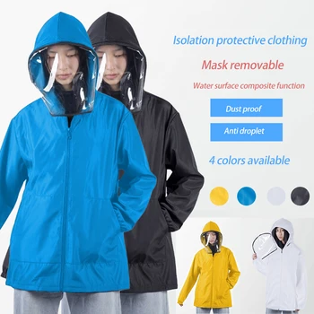 

2020 Unisex Washable Protective Suit Isolated Clothing Jacket Hat With Mask Waterproof Removable Mask Clothes