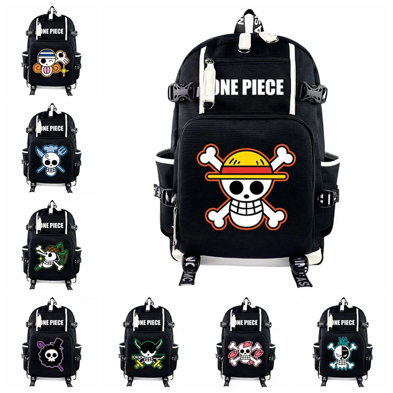 Рюкзак для ноутбука подростков соломенная шляпа с рисунком аниме Пираты