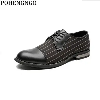 

British style men formal business shoes retro stripe pointed youth wedding party shoes lace-up Casual A suit men office shoes