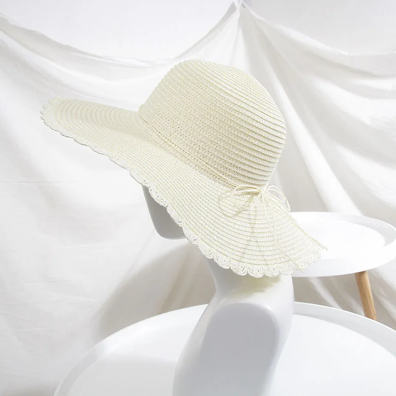 Модная соломенная шляпа от солнца, женская большая широкополая шляпа с бантом, летняя пляжная шляпа для отдыха