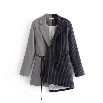 

Casual Blazer Women's European American style new wild thin color block modern fashion OL blazers