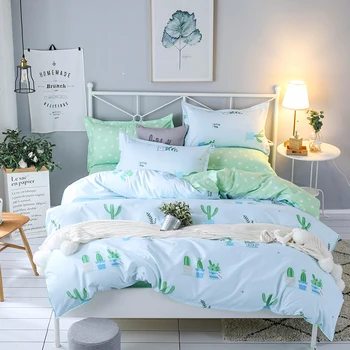 

Bedding set Queen size 4pc Duvet cover sets Twin Full size Polyeter Duvet Cover Home Textile Wholesale Cactus green pink