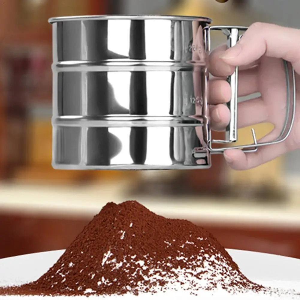 Полуавтоматический ручной миксер для муки сетка из нержавеющей Стали Просеиватель посуда для тортов какао порошок ручная экранированная сахарная Выпечка инструменты