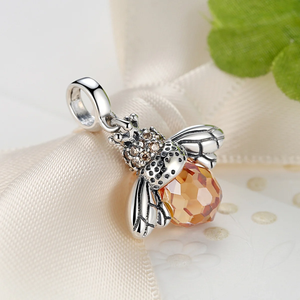 Подходит для браслетов Pandora, бусы с подвеской, Хрустальное стекло, пчела, Шарм для женщин, серебро 925 пробы, оригинальные ювелирные изделия, сделай сам