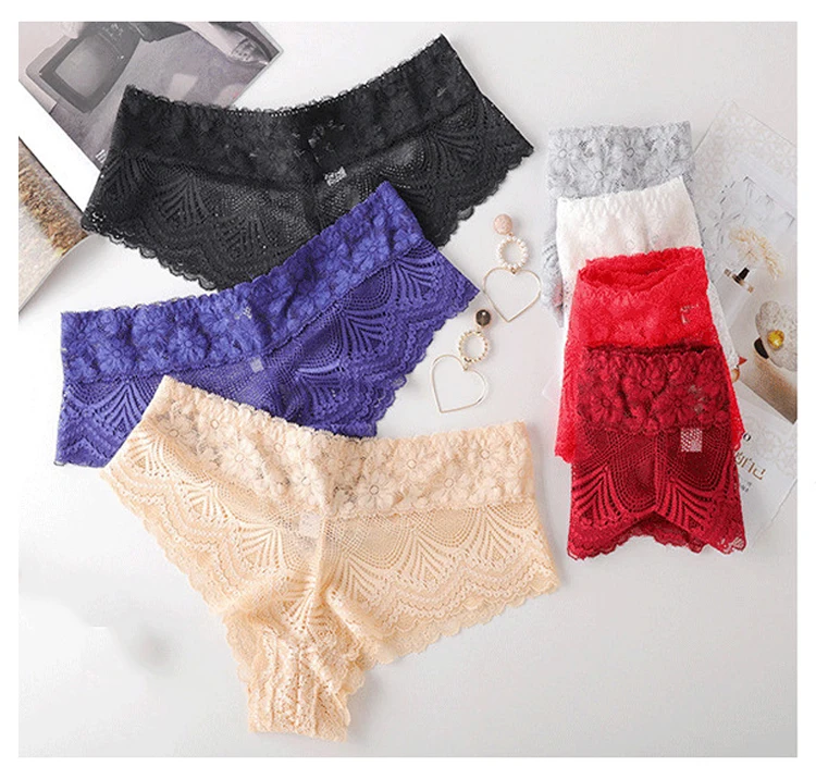 CINOON Women Panties Sexy Lace Underwear Woman Knickers Lace Panties Embroidery Lingerie Transparent Briefs Underpants Plus Size (11)