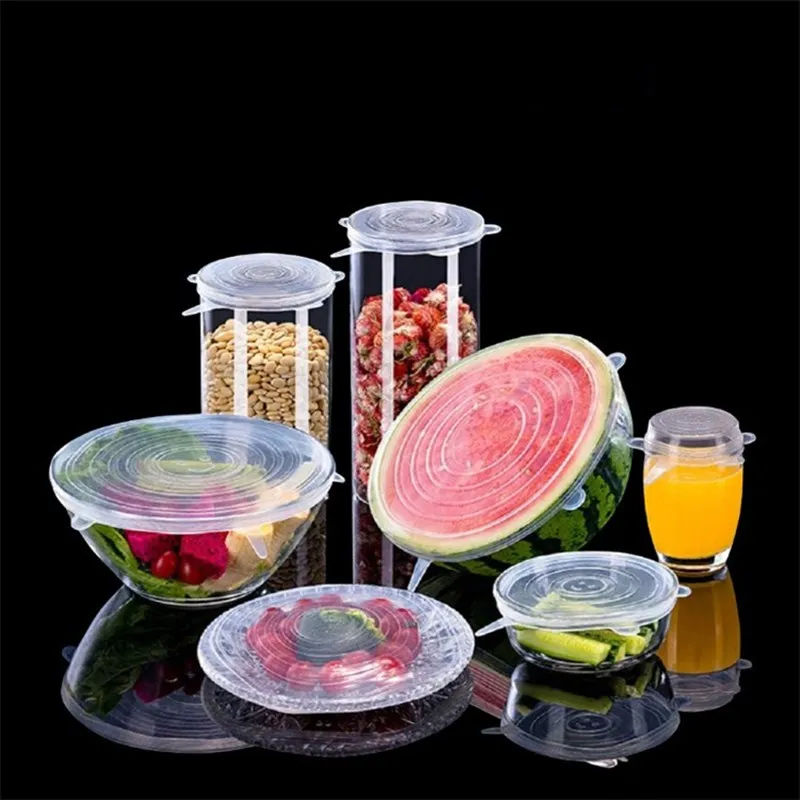 

6-Pack Food Grade Lid Universal Silicone Bowl Pot Lid Silicone Cover Pan Keep Fresh Kitchen Accessories Household Cookware Tool