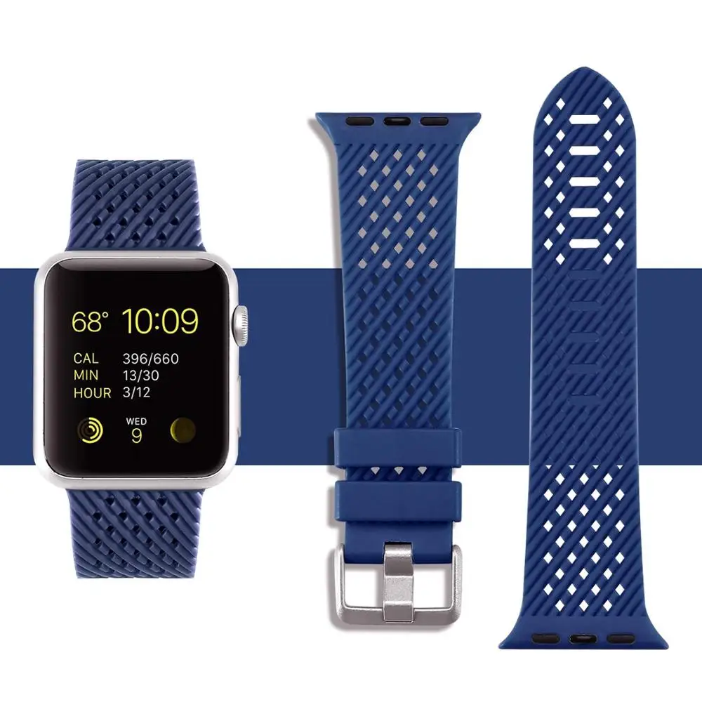 Силиконовый ремешок для Apple watch 5 ремешок 44 мм 40 мм iwatch ремешок 38 мм 42 мм ромбический узор ремешок для часов Браслет Apple watch 4 3 2 1 38