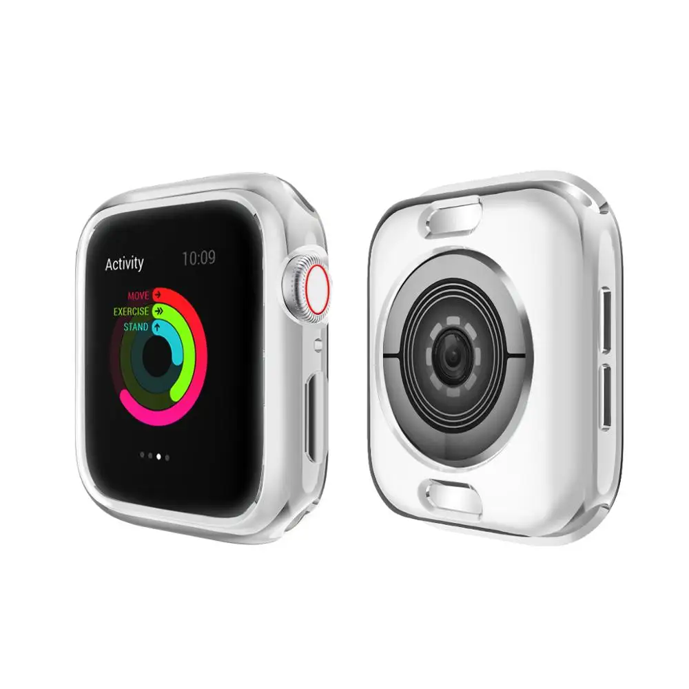 Чехол для наручных часов Apple Watch 4 5/3/2/1 40 мм 44 царапин половина пакета electroplating TPU шесть цветов чехол s для наручных часов iWatch, версия 3, 2, 42 мм, 38 мм - Цвет: SILVER