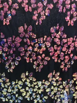 

Sequins lace fabric J-9422 with sequins beautiful Nigerian sequins lace fabric