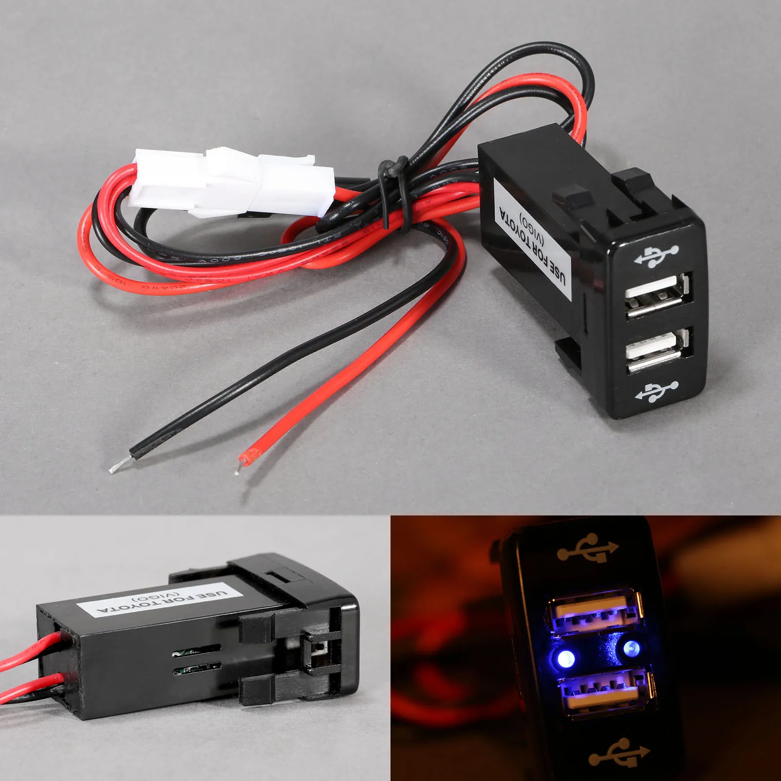 Автомобильный Автомобильный двойной USB порт зарядное устройство адаптер PDA DVR Аудио вход для ТОЙОТА Виго Мобильного Телефона Приборной Панели крепление автомобиля аксессуары 12 В 2.1A