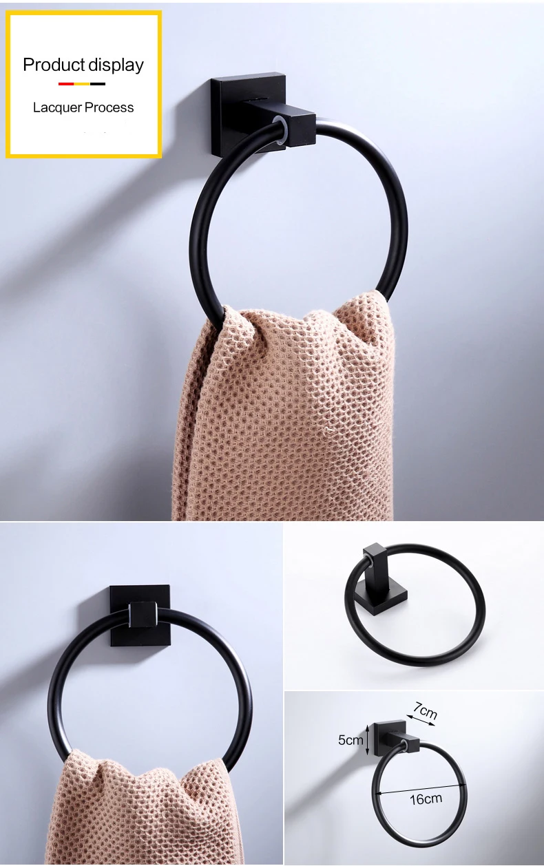 Black bathroom accessory black towel shelf paper holder towel ring holder matt black bathroom shelf aluminum bathroom accessory
