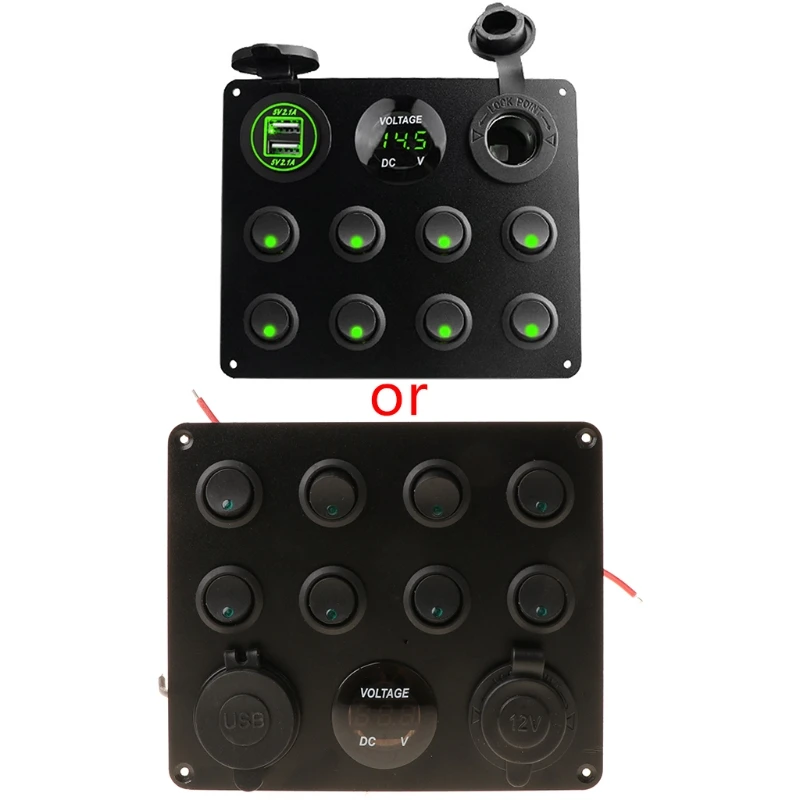 8 Gang Rocker Switch Panel LED Toggle Circuit Breakers Dual USB Charger Socket for Marine Boat Car Trunk | Автомобили и мотоциклы